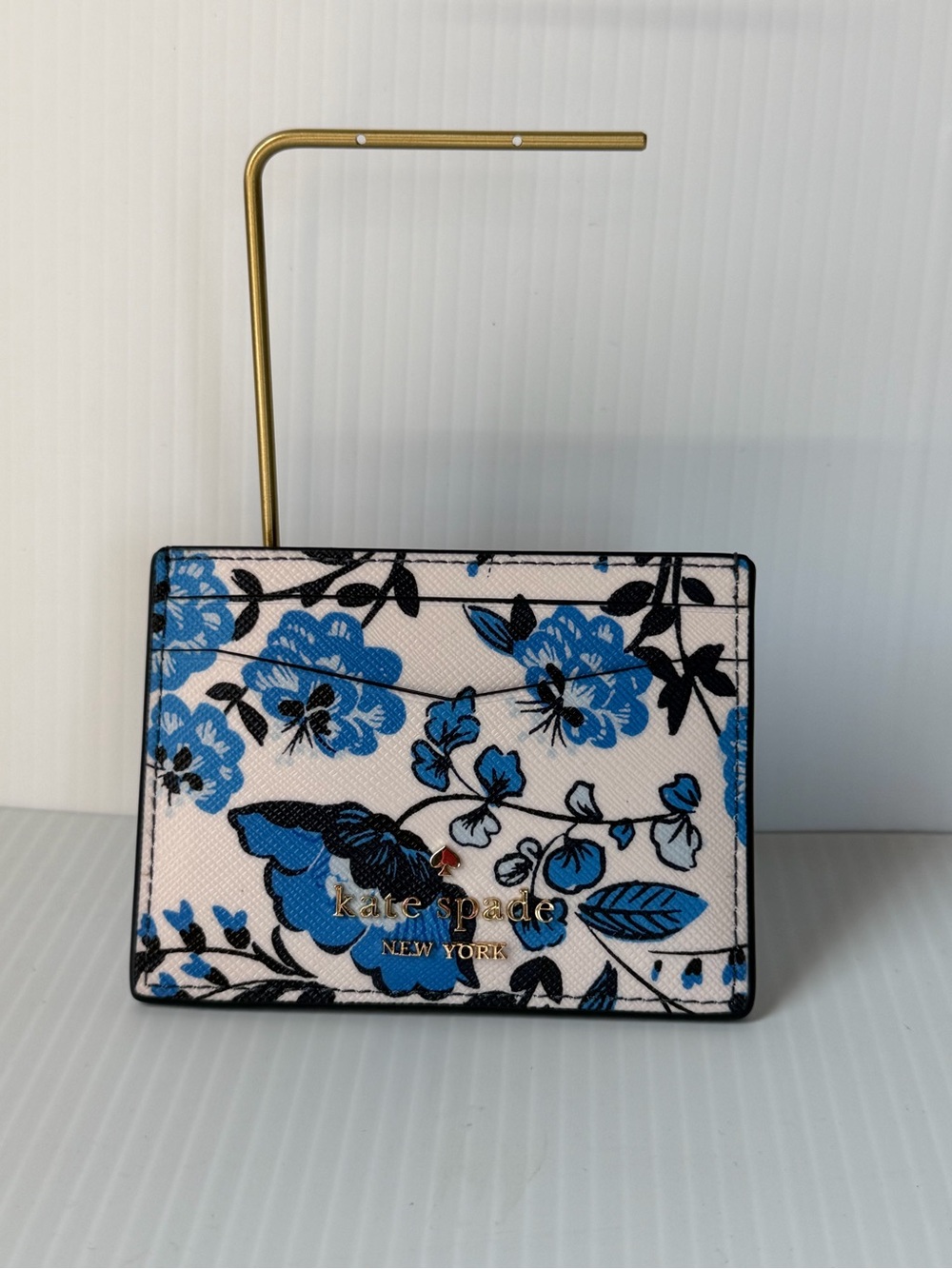 kate spade Floral Card Holder in Blue, Black, White